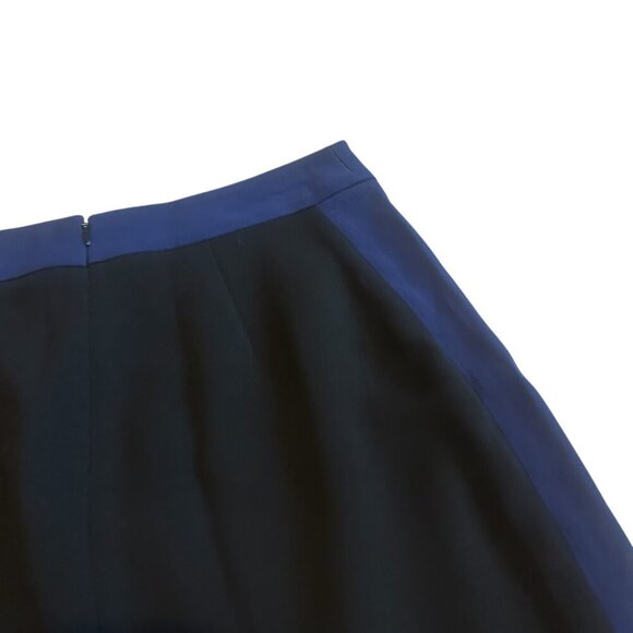 Diane Von Furstenberg Black Blue Color Block Pencil Skirt Slit Size 6 Women's - Picture 7 of 10